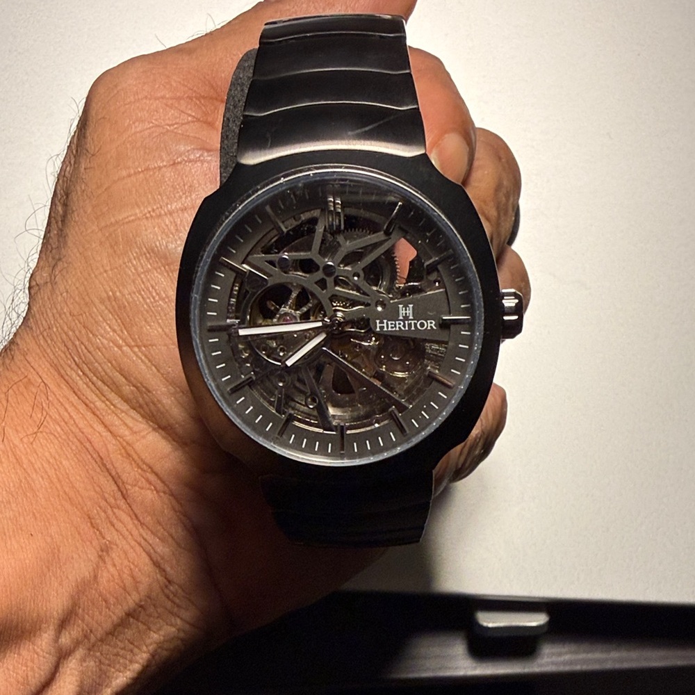 Gun Metal Skeleton Dial Automatic Watch
